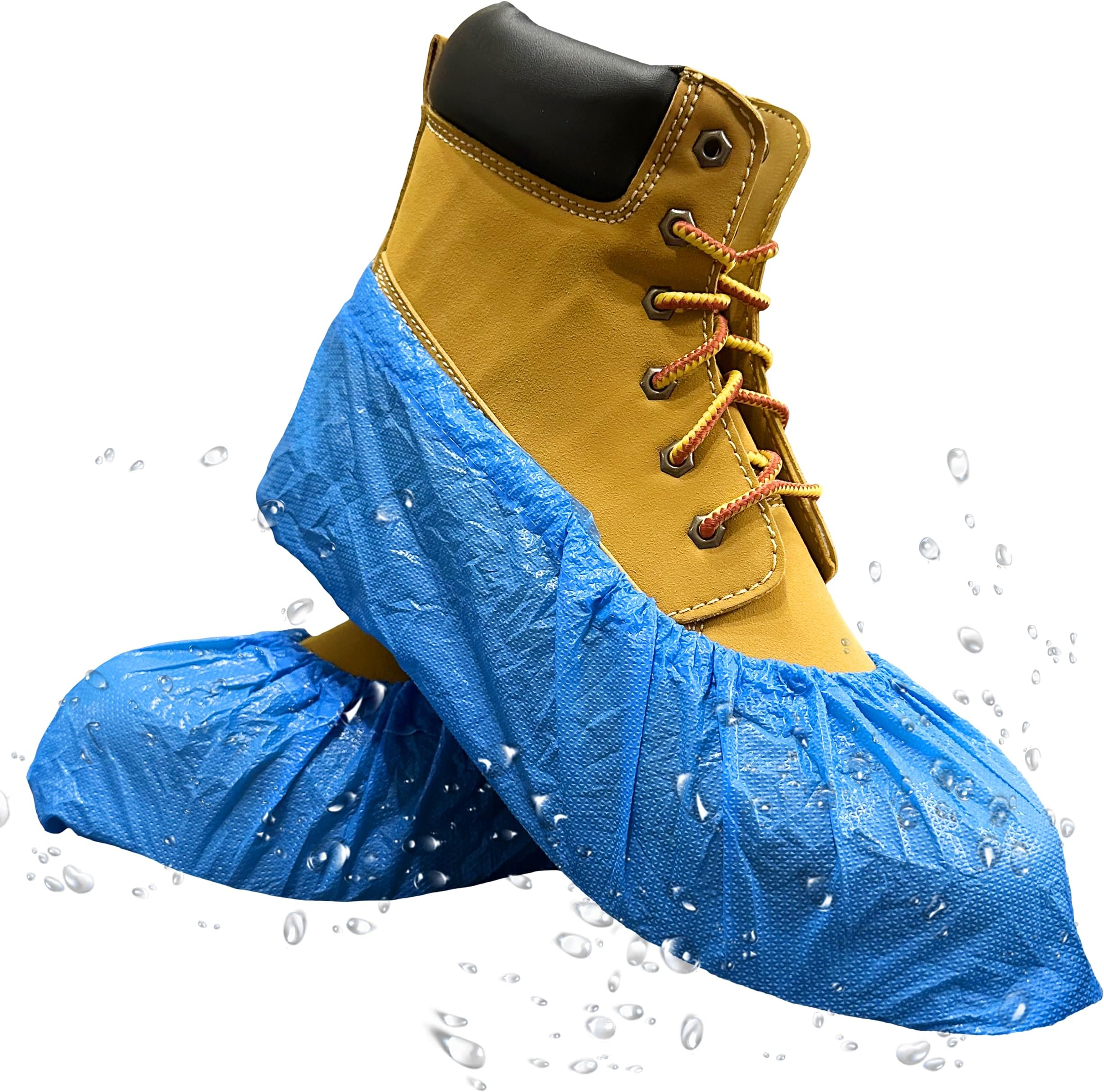 INNOVATIVE HAUS Extra Large Blue Waterproof Disposable Boot and Shoe Covers. Plastic Shoe Covers Disposable. Non-Slip Indoor Booties. 100 Pack
