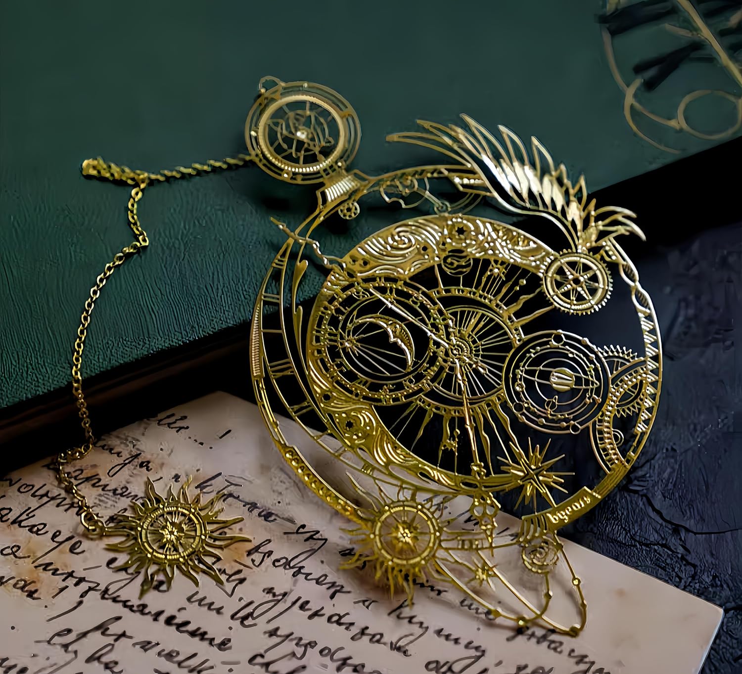 Golden Bookmark Great spacial Gift time-Eternal-Universe Students Creative Gift Box Hollow Metal (Time-Eternal)