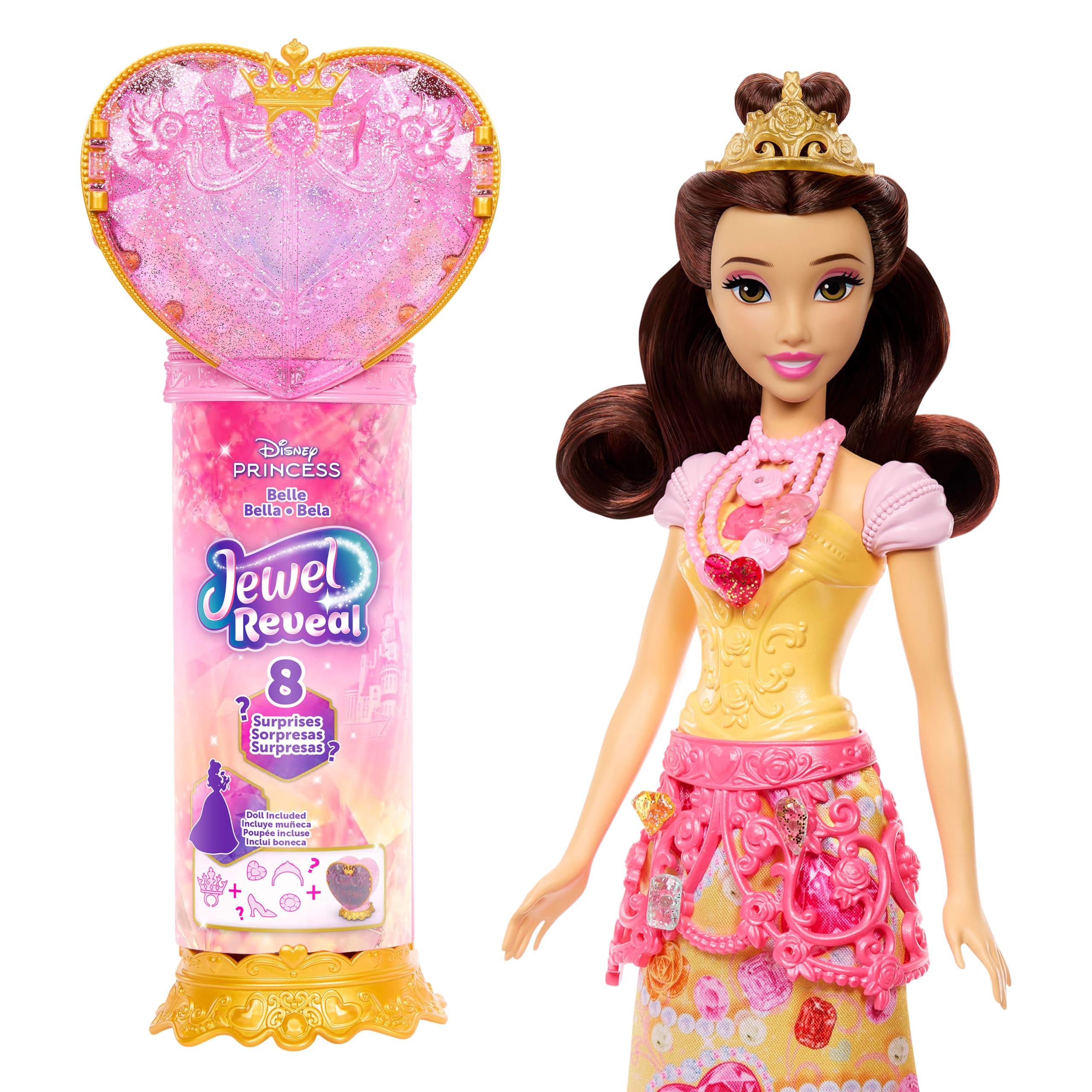Mattel Disney Princesse Poupée Mannequin Belle Surprise et Accessoires