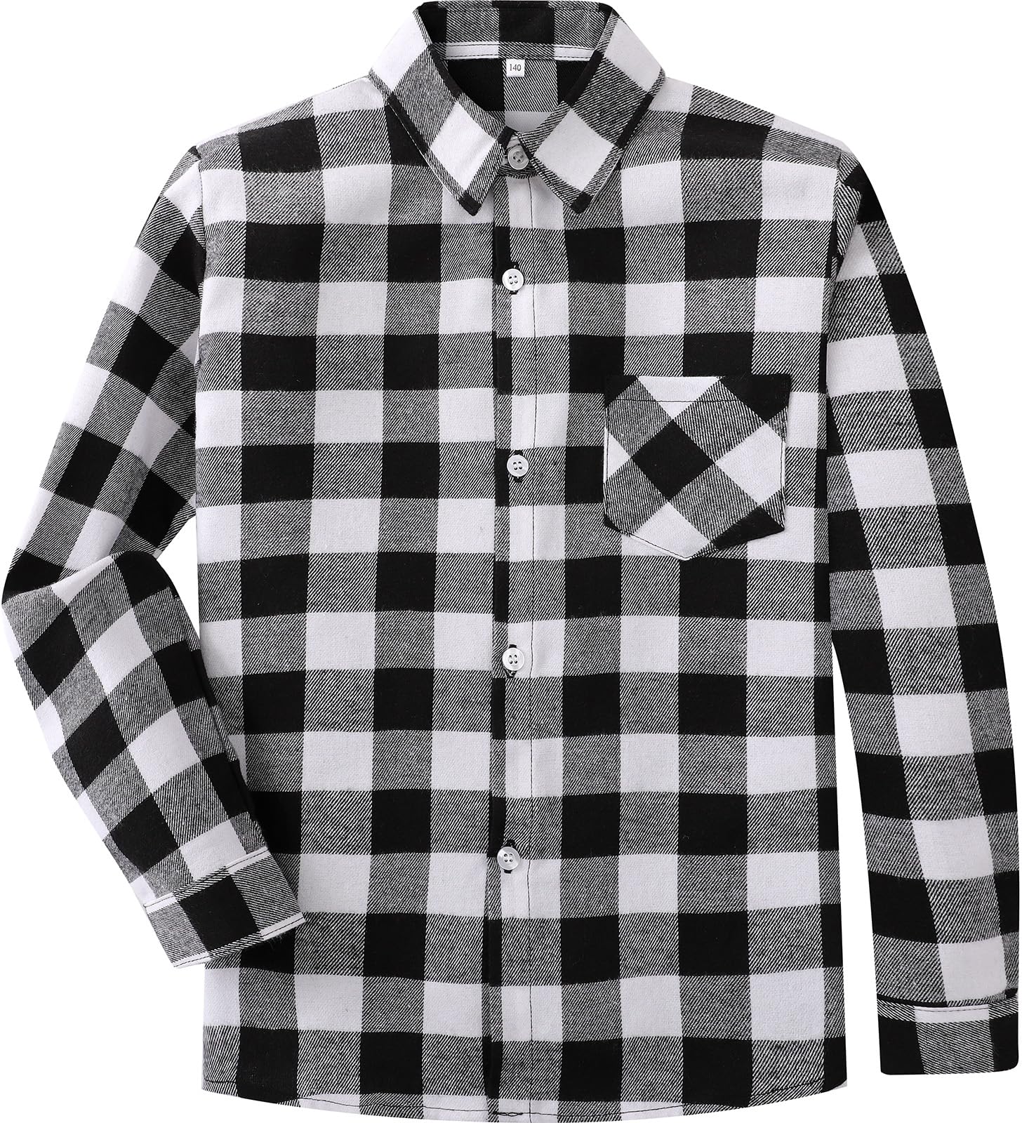 mintgreen Camicia in cotone per bambini a quadri a maniche lunghe, 6-12 anni