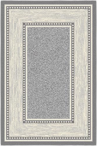 Miniatura 6 de Ottomanson Colección Ottohome Alfombra con parte trasera de goma, con diseño de bordes contemporáneos, 3 pies 3 pulgadas x 5 pies, color gris