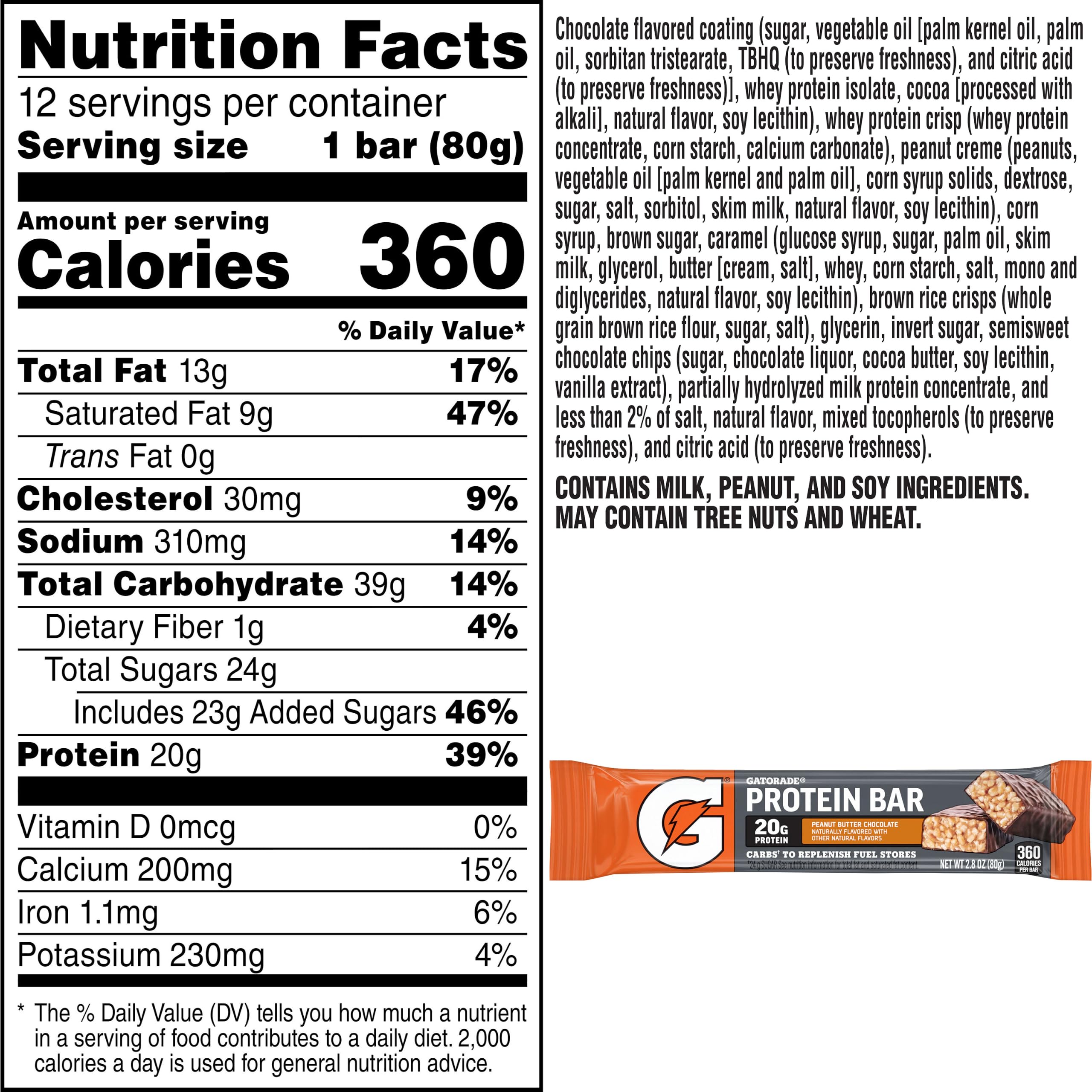 Gatorade Whey Protein Recover Bars, Peanut Butter Chocolate, 2.8 ounce bars (Pack of 12) — Amazon image 2