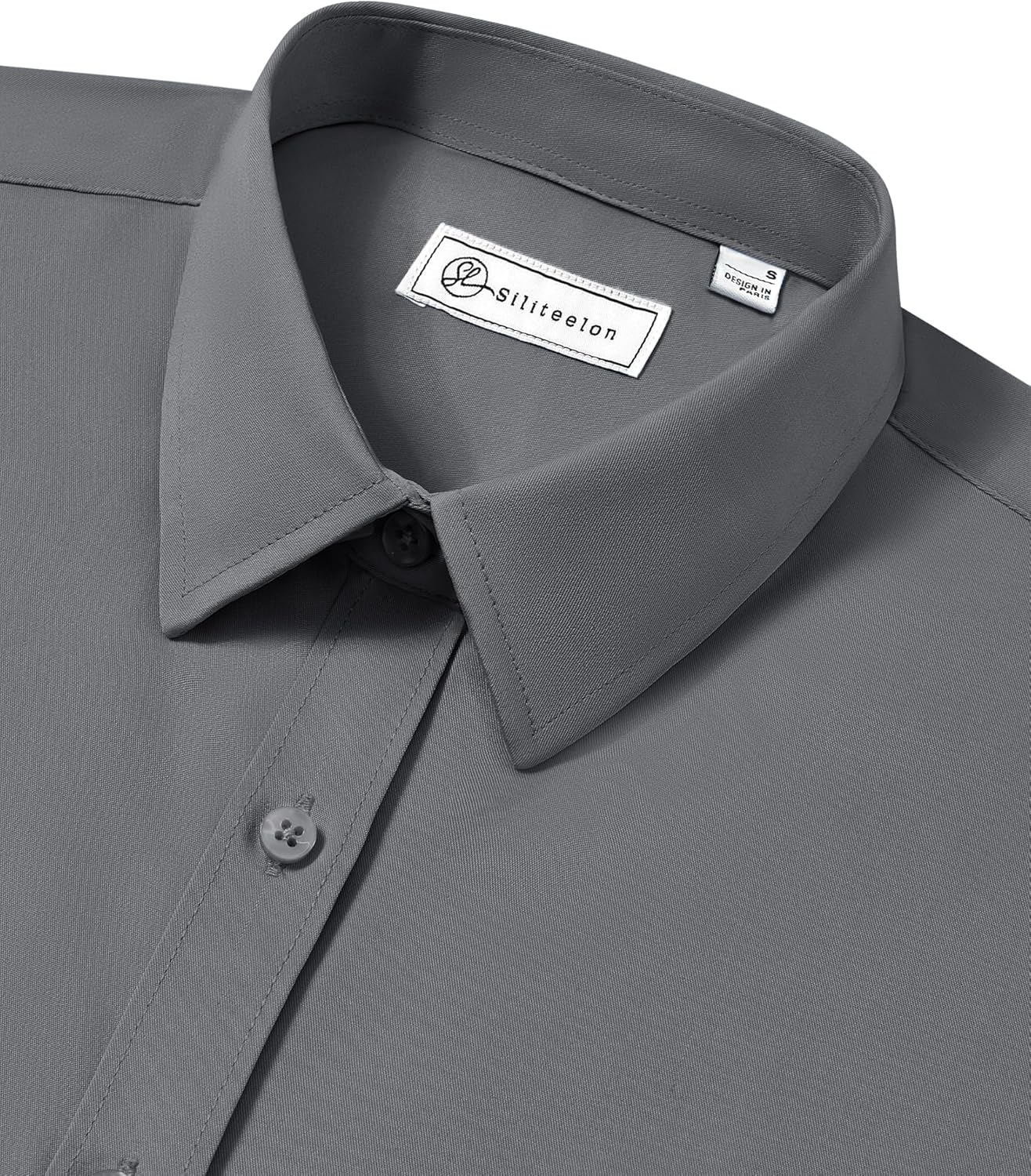 siliteelon Button Down Shirts for Women Long Sleeve Dress Shirts Wrinkle Free Collared Work Office Solid Blouses Tops - Image 3