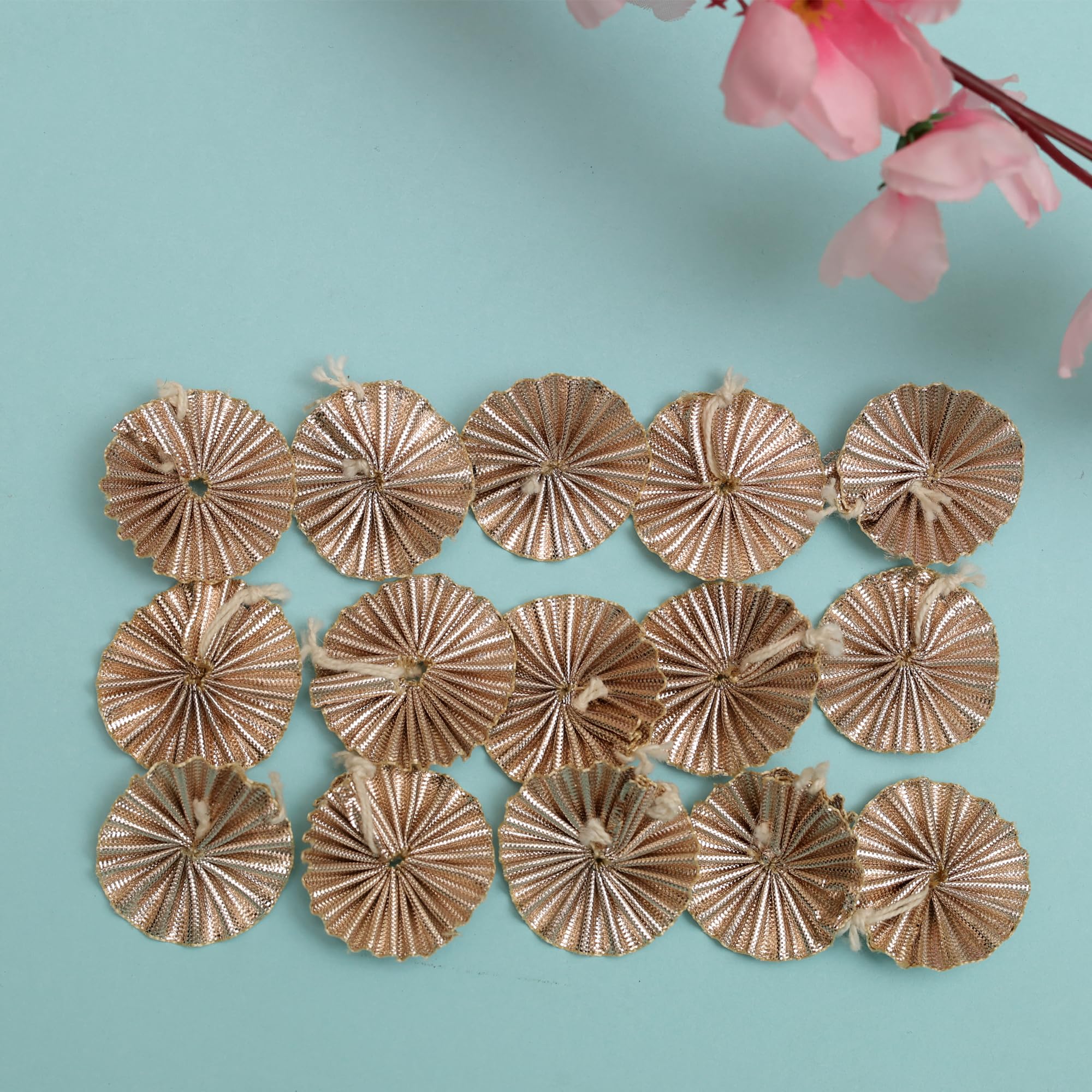 Embroiderymaterial 1.7CM Gota Patti Flowers Appliques Patches for Embroidery Decoration and Craft Making (Rose Gold) 100 Pieces 3