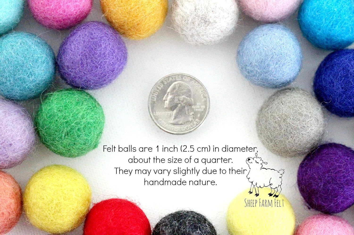 Felt Ball Flower Bouquet by Sheep Farm Felt- 9 inch stems - Choose 10 or 25 count