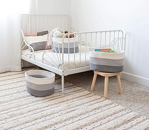 Miniatura 82 de OrganiHaus - Juego de 3 canastas con diseño de arcoíris para almacenamiento, canastas tejidas para organización, decoración pastel, guardar