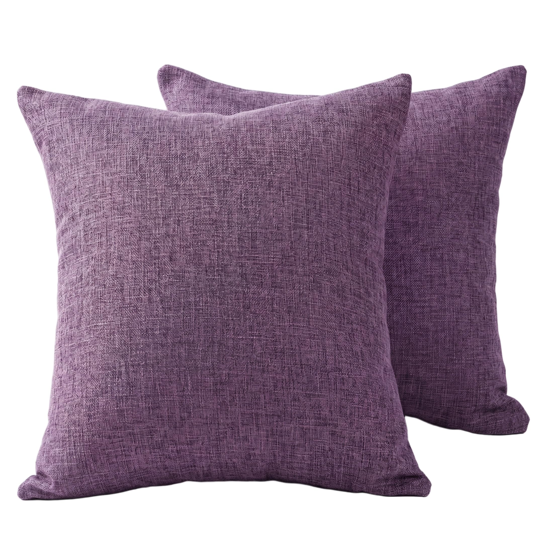 Syutokul 2 Pack Lavender Pillow Covers, Thick Linen Pillow Cases Purple Throw Cover for Bed, Sofa, Couch, Office, 18x18in