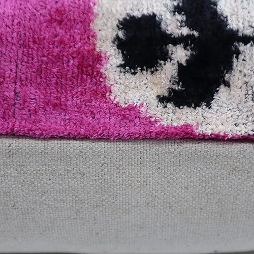 Miniatura 6 de Almohada decorativa hecha a mano con funda de cojín rellena de plumón, color rosa oscuro geométrico, funda de cojín lumbar de seda de terciopelo