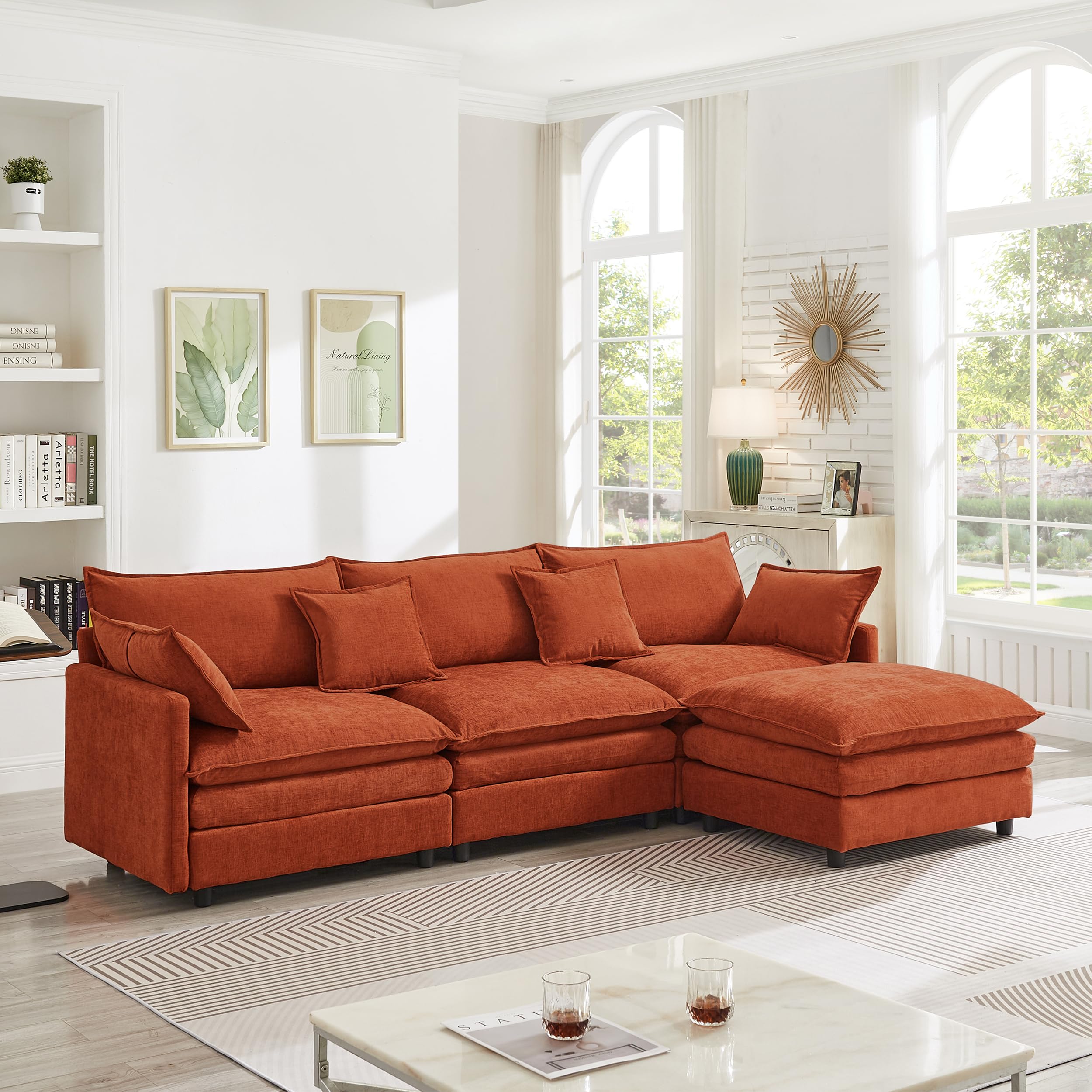 Photo 1 of ***PARTIAL SET - PRICE ADJUSTED*** 105" Oversized Modular Cloud Sectional Sofa Free Convertible L-Shaped Corner Sectional with Movable Ottoman, Chenille Upholstered Multiple Cushions Cloud Sofa Couches