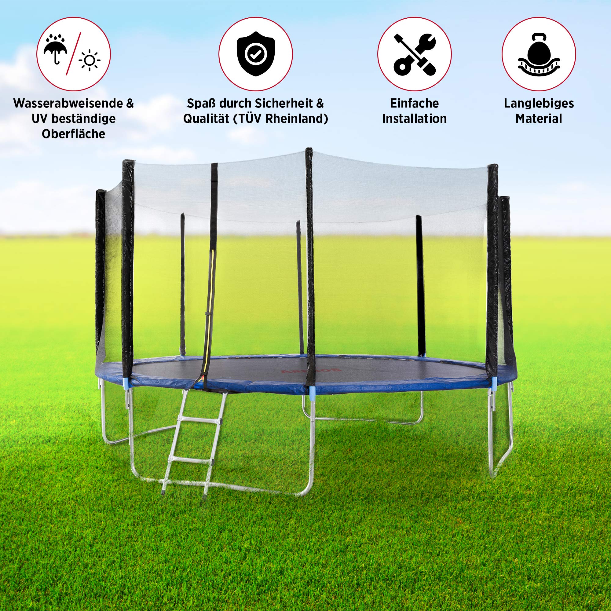 Arebos Cubierta de Borde de Cama elástica protección de Muelle| de PVC y PE | Resistente al desgarro | 100% Resistente a los Rayos UV | 487 cm