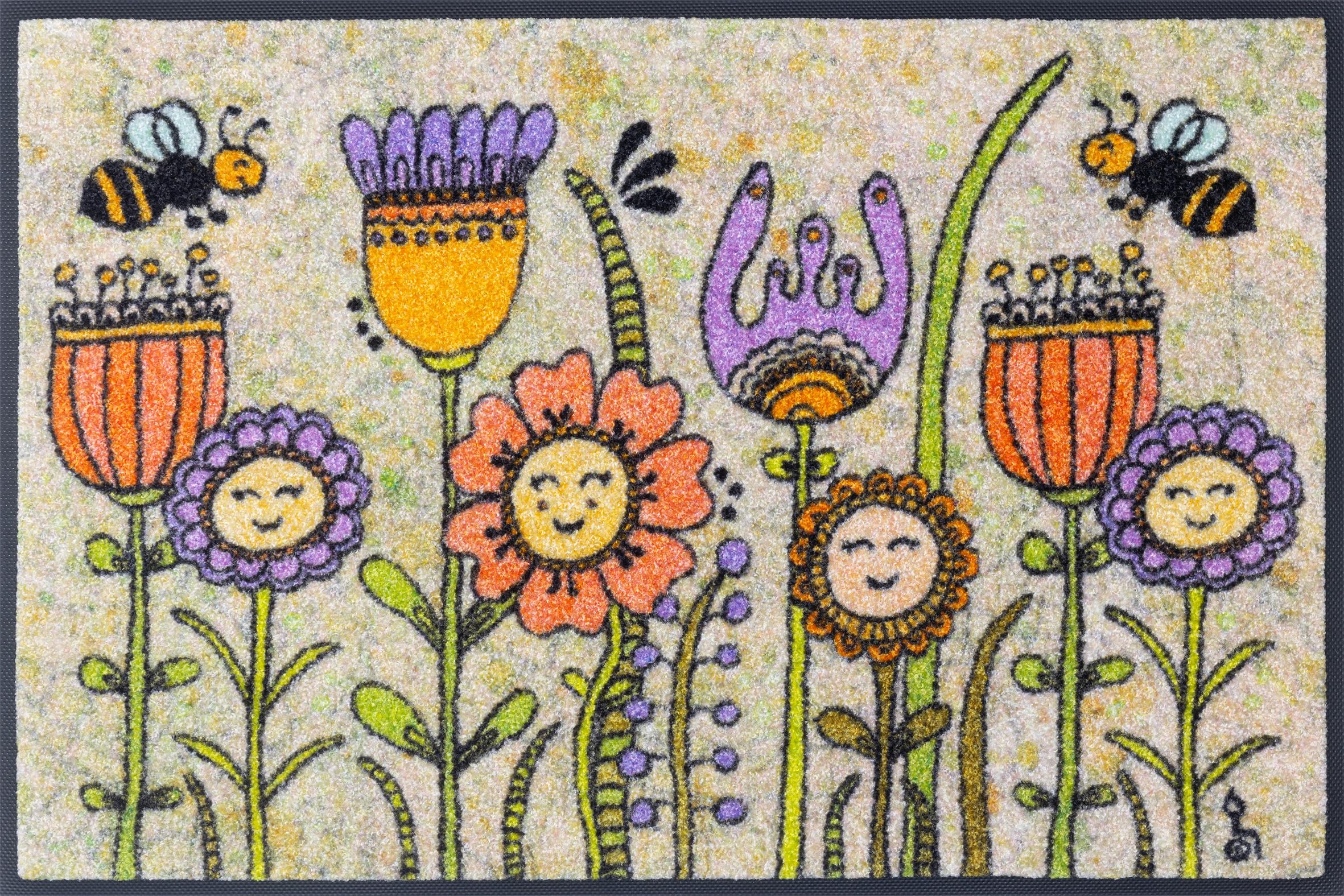 Wash+Dry Fußmatte, Friendly Flowers 50x75cm, innen/außen, waschbar