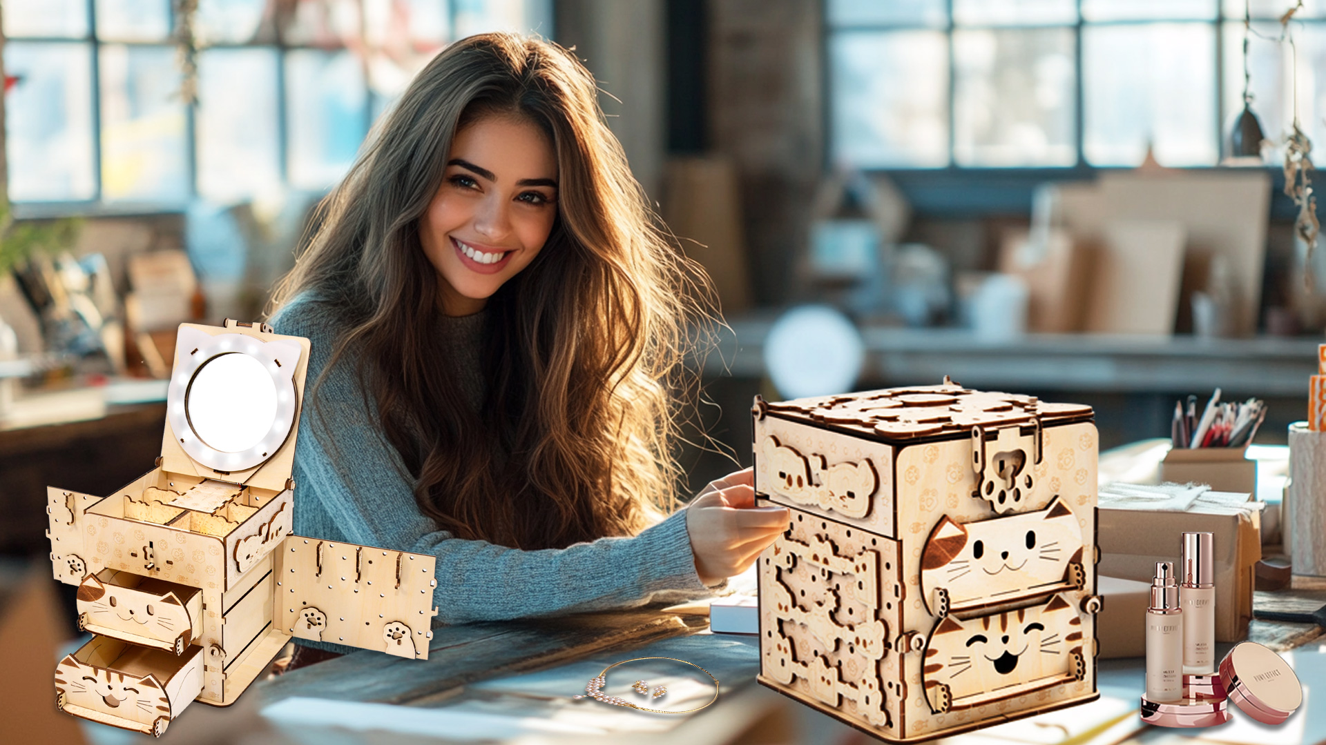 Amazon.com: 3D Wooden Puzzle Cat Treasure Box, Wood Creative