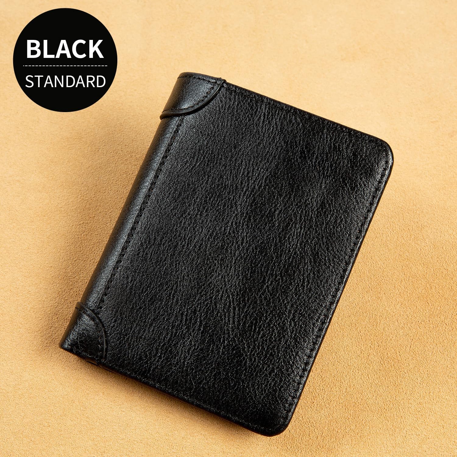 Genuine Leather Wallet for Men, Slim Bifold RFID Blocking with Zipper Coin Pocket, Minimalist Design for Travel and Daily Use (Black) - Image 2