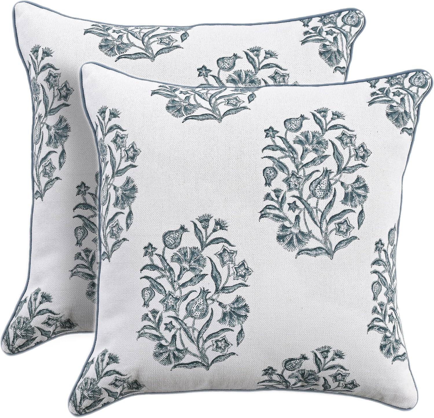 CPC Throw Pillow Covers for Couch, 18x18 Inch Decorative Couch Pillows for Living Room, 100% Cotton Boho Cute Outdoor Pillows, Flower Pillow Covers or Preppy Throws-Indigo Blue - Image 7