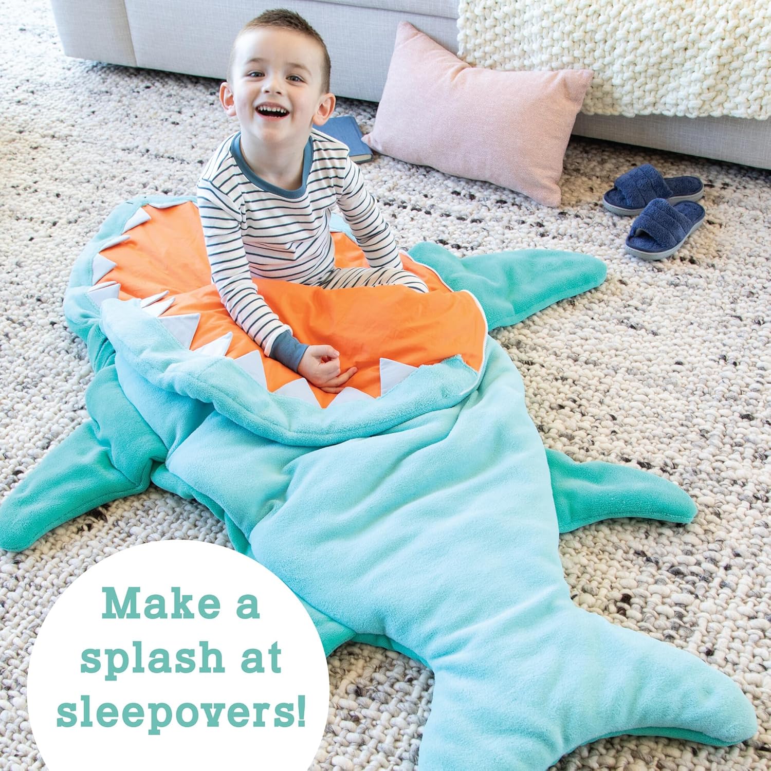 MindWare Oh So Fun! Shark Sleeping Bag for Kids - Ages 3 and Up