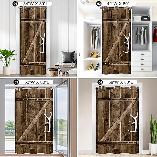 Miniatura 16 de Cortinas de puerta de granero para puertas, cortina opaca rústica para puerta de privacidad, cortinas divisoras de habitación, cortina de armario