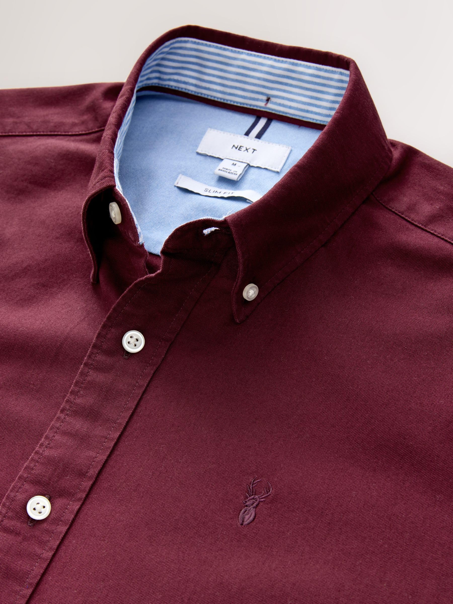 NEXT Uomini Camicia Oxford a Maniche Lunghe con vestibilità Attillata