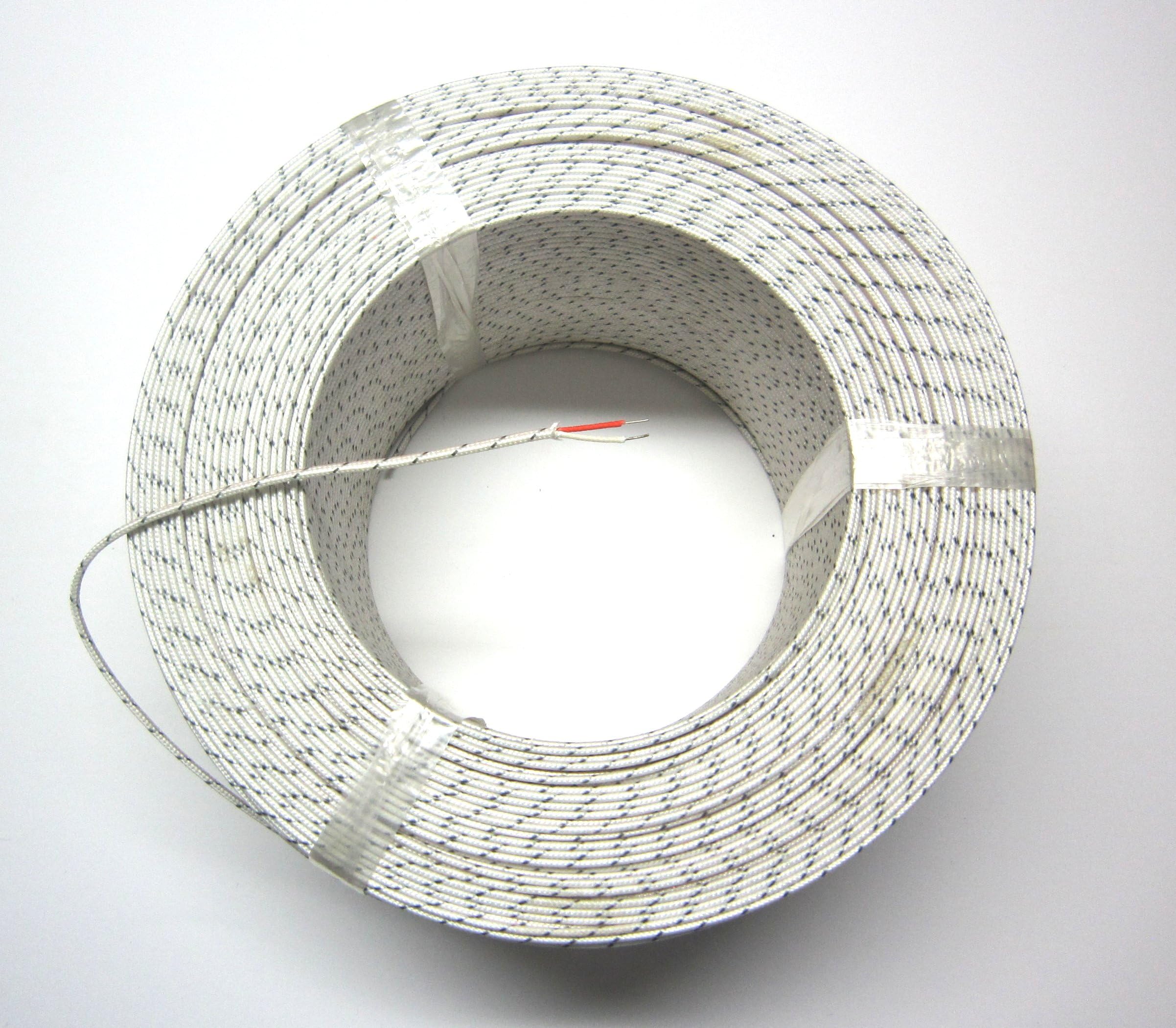 J-Type Thermocouple Wire AWG 24 Solid w. Braided Fiberglass Insulation - 10 Yard