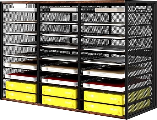 Miniatura 9 de Organizador de papel tamaño carta, organizador de literatura de metal, organizador de escritorio resistente para almacenamiento, buzón de aula