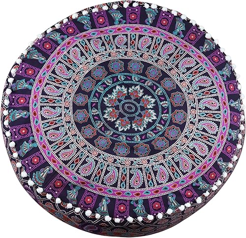 Miniatura 4 de Trade Star Exports - Funda para puf otomano con mandala indio, asiento decorativo para el suelo, decoración étnica bohemia (patrón 7)