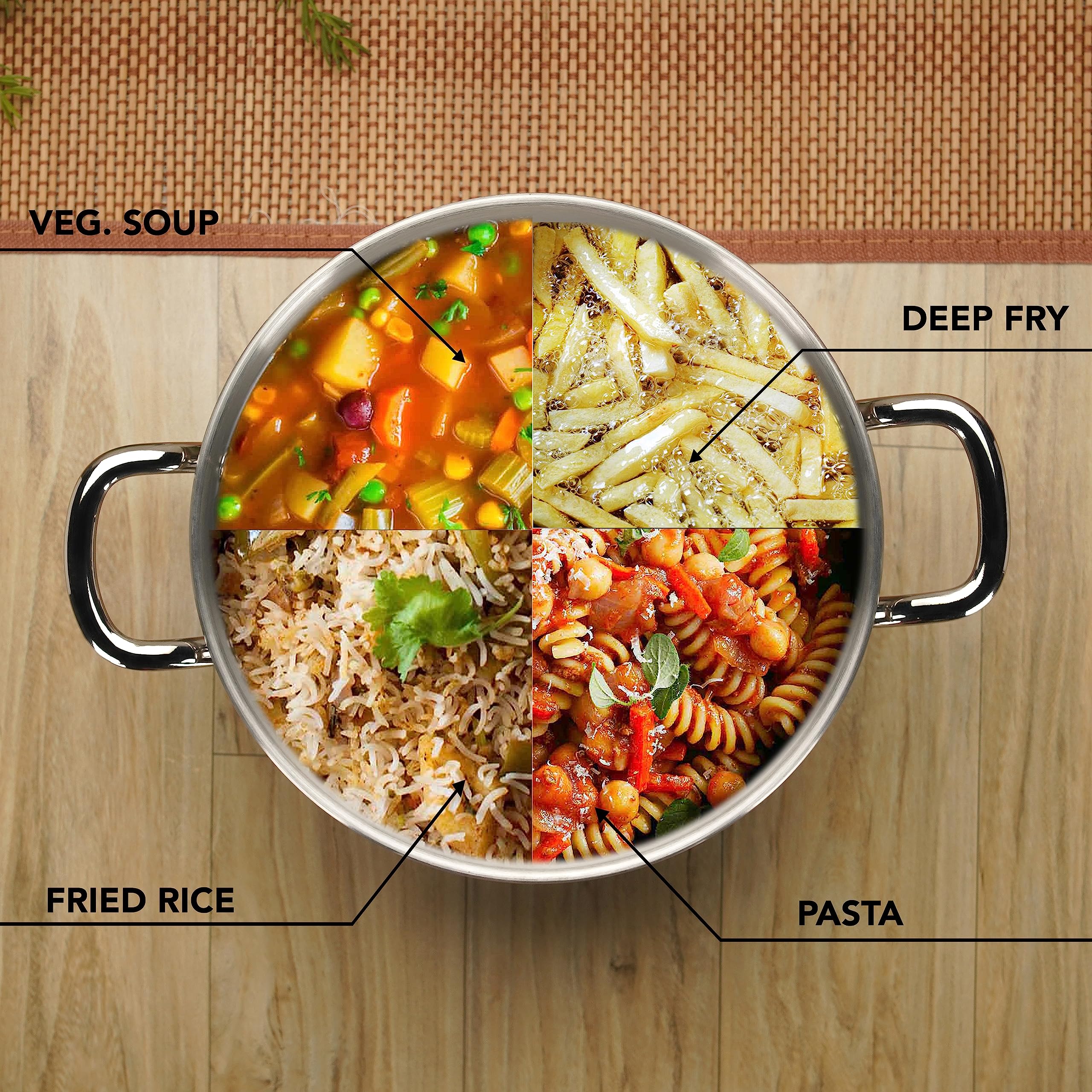 Sumeet Stainless Steel Induction Bottom (Encapsulated Bottom) Casserole 3.2 Ltr, 20 Cm Dia, Silver, 3200Ml 1