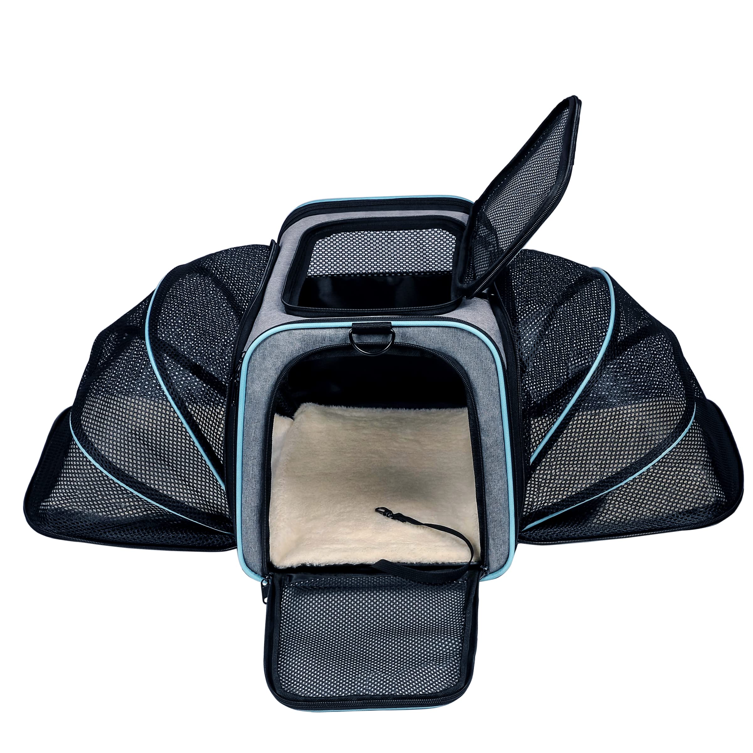 Cat Dog Carrier, Airline Approved Expandable Soft-Sided Pet Carrier with Removable Fleece Pad and Pockets