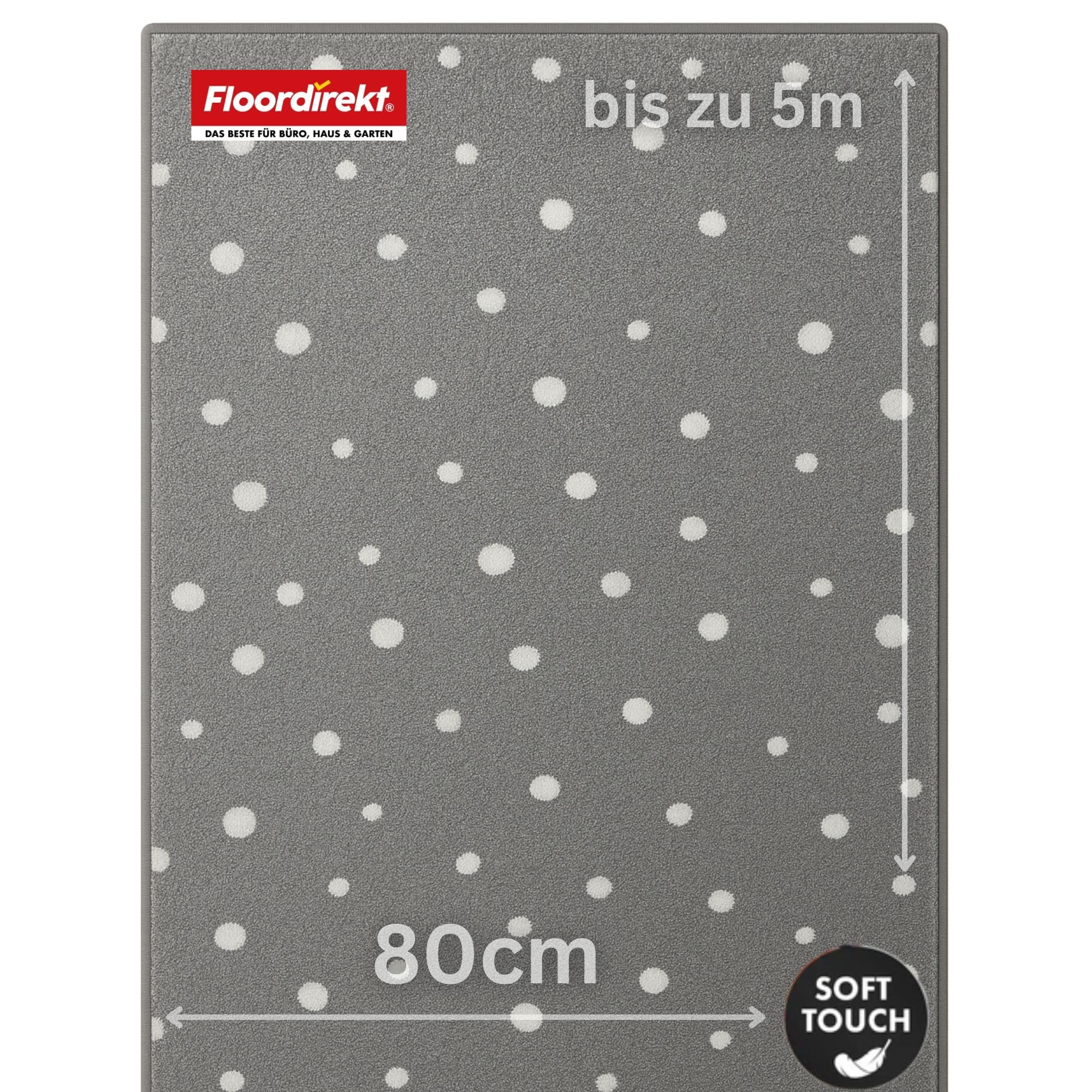 Floordirekt Carpet Runner with Pattern - Custom-Made Fine Loop Rug Runner for Kitchen, Hallway & Living Room - Ornamental Vintage Oriental Grid (80 x 350 cm, White Dots) — image 1