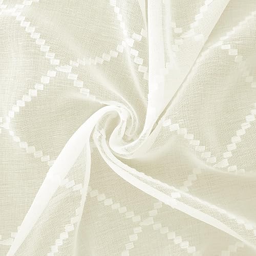 Miniatura 8 de KOUFALL - Cortinas transparentes con aspecto de lino de diamante, con ojales