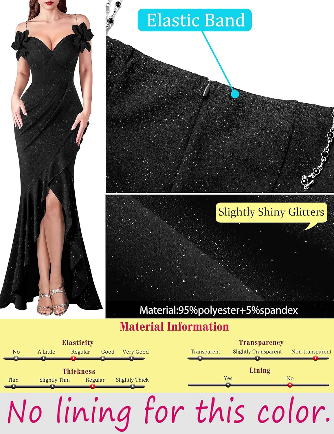 VFSHOW Womens Formal Spaghetti Strap Cold Shoulder Ruched Ruffle Slit Maxi Dress Sexy Sweetheart 3D Flower Prom Evening Gown - Image 6