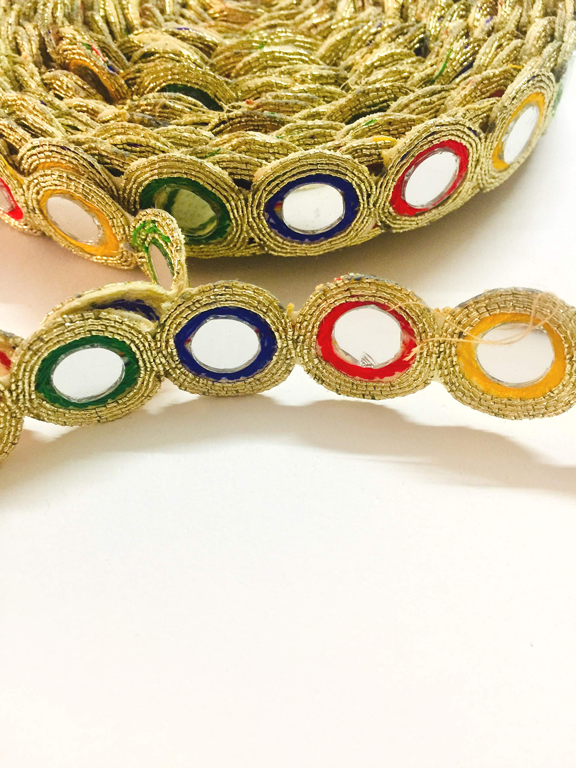 Eerafashionicing Zari and Mirror Laces Border for Women's Dresses, Dupatta, Bridal Dresses, Saree, Lehengas, Palazzo, Anarkali Suits, Blouses, Craft and Home Decor (Multi-Colour, 9 m) 1