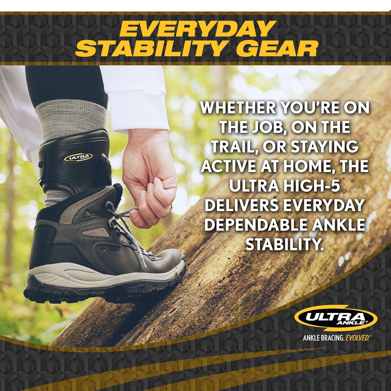 Ultra High-5 Ankle Support Brace – Everyday Stability Gear for Chronic Ankle Instability – Rigid Bilateral Shell, Boot-Ready Fit for Workers, Hikers, & Comfortable Support for Active Aging Adults - Medium - Image 2