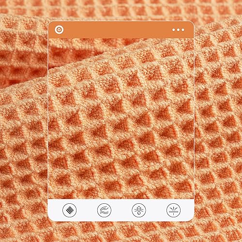 Miniatura 10 de POLYTE Oversize, 60 x 30 pulgadas, juego de toallas de baño de microfibra de secado rápido, sin pelusas, 6 piezas (verde, tejido de gofre)