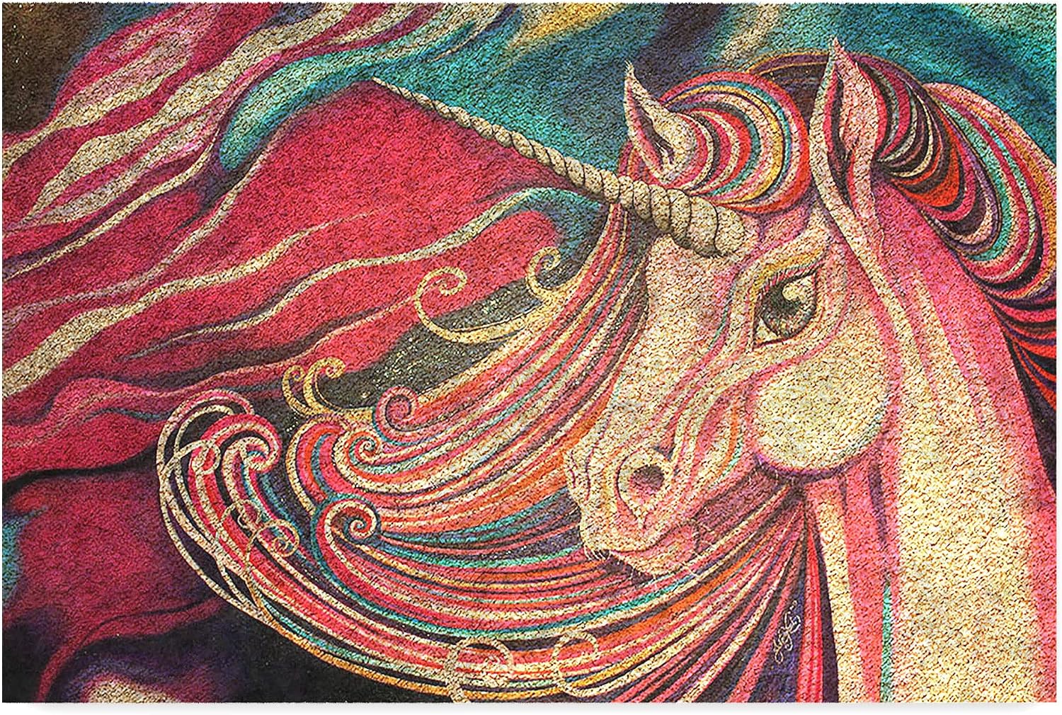 Monnhein Tasarımlı Dekoratif Kapı önü Paspas, Dış Mekan/Ev İçi/Banyo/Mutfak/Yatak Odası/Giriş Paspasları (Unicorn, 45X70)