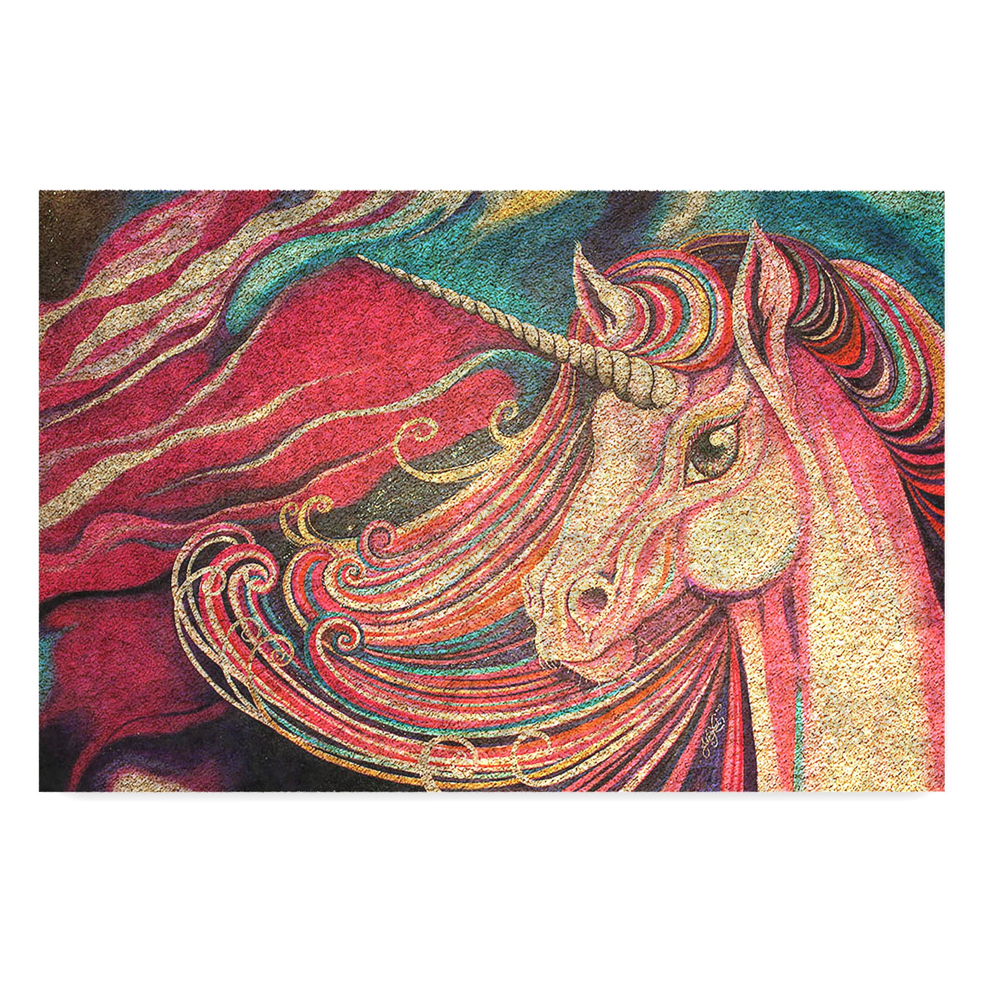 Monnhein Tasarımlı Dekoratif Kapı önü Paspas, Dış Mekan/Ev İçi/Banyo/Mutfak/Yatak Odası/Giriş Paspasları (Unicorn, 45X70)
