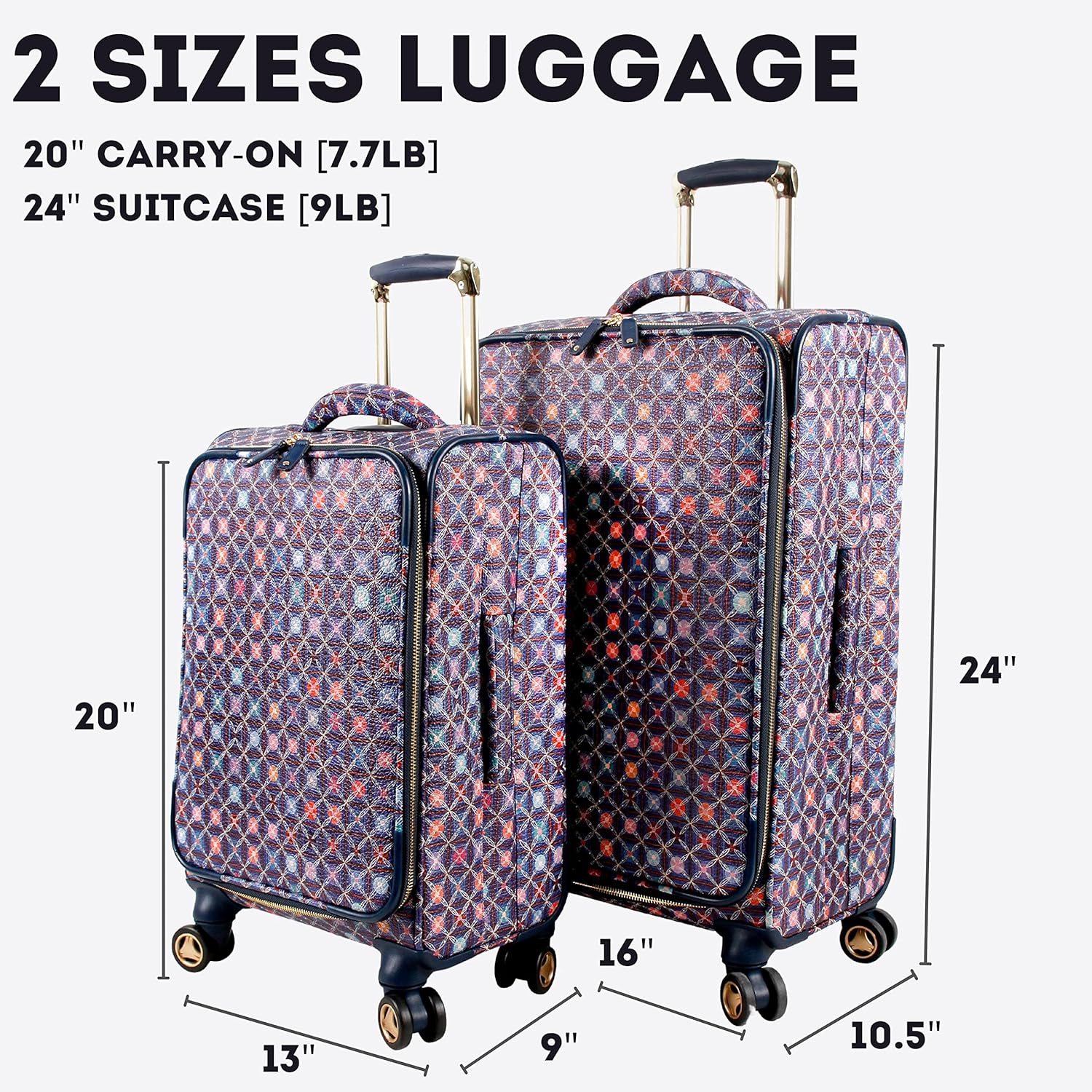 J World New York Bella Collaboration 2-Piece Luggage Set, Flower Seeds, One Size