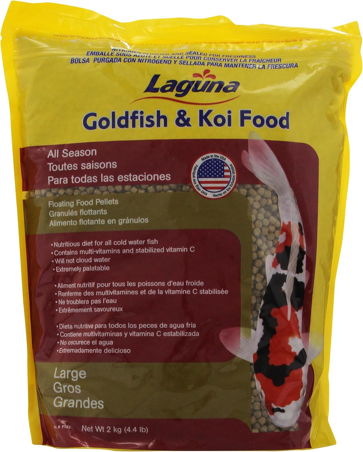 Laguna Goldfish/Koi Floating Food, Large Pellet, 4.4-Pound