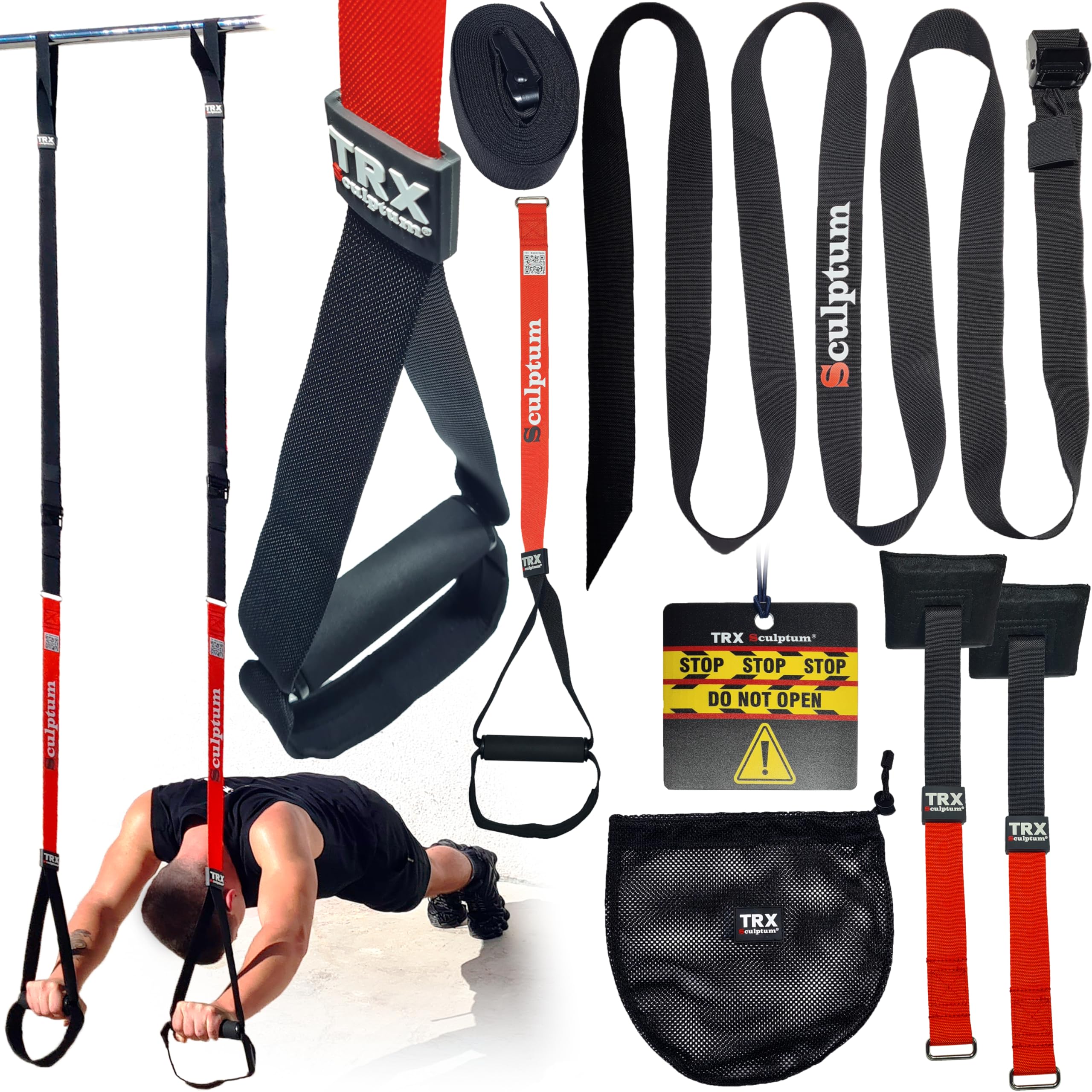 TRX Sculptum with 2 Independent 3.8m Tapes, Height and Width Adjustment,  Suspension Training, Door Anchor and Compact Bag for Travel and Gym :  Amazon.co.uk: Sports & Outdoors