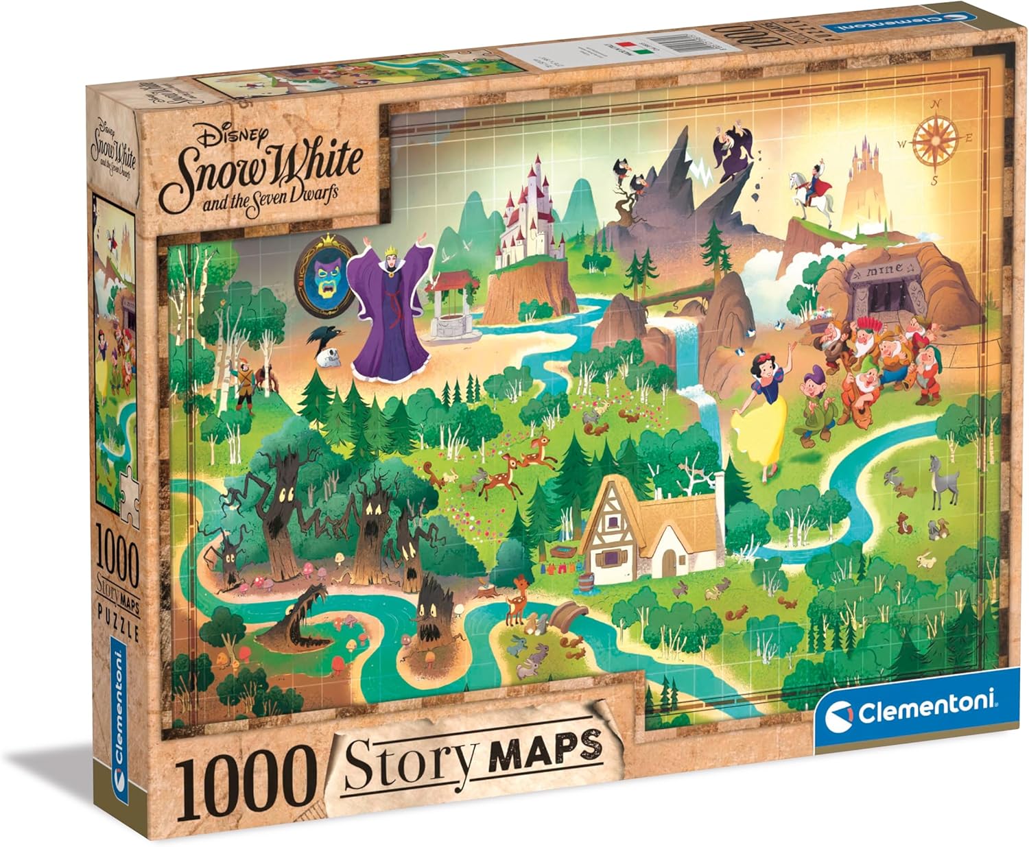 Clementoni - Disney Snow White Collection White-1000 Pieces-Puzzle, Horizontal, Fun for Adults, Made in Italy, Multicoloured, 39815