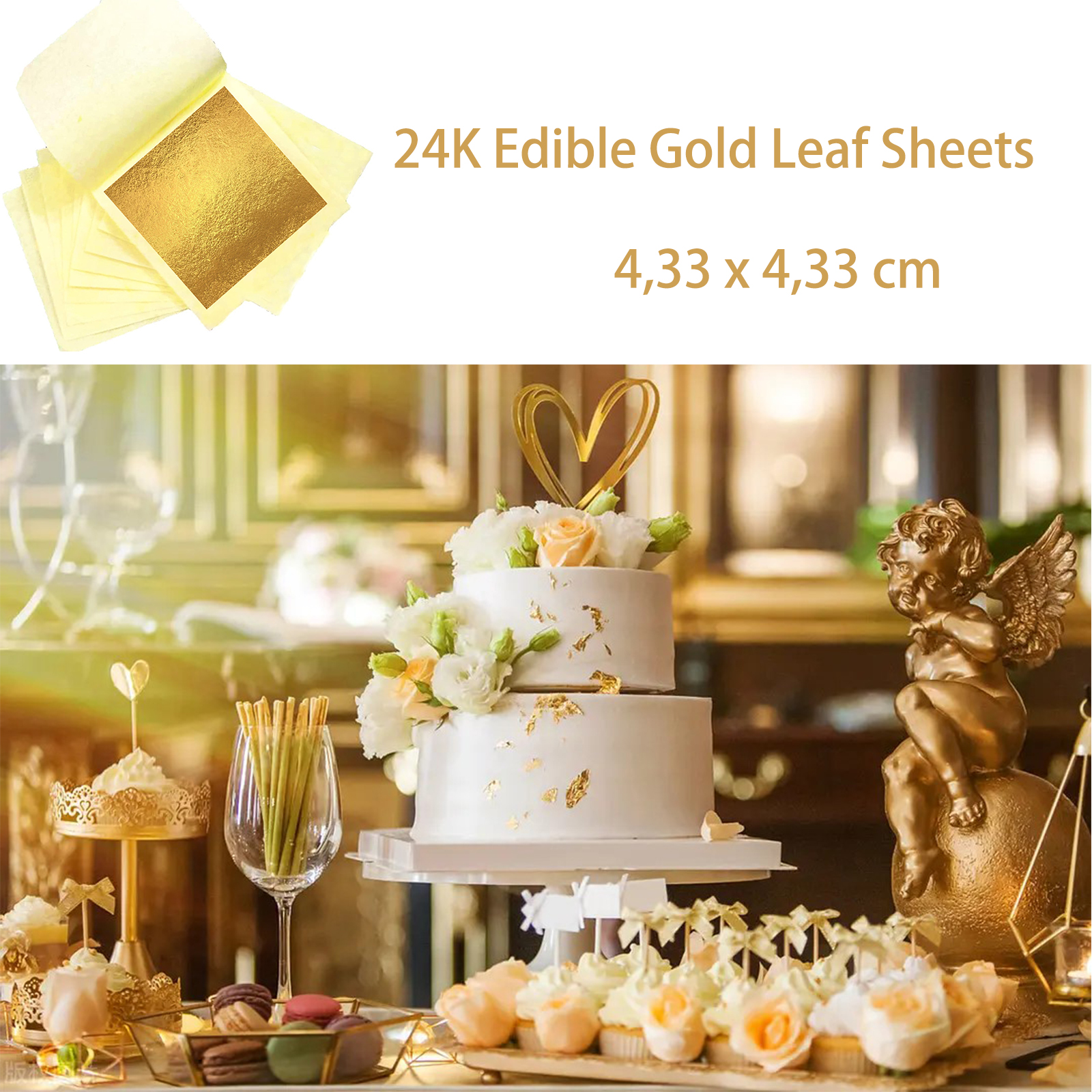 Surakey Essbare Blattgold Flocken 24 Karat - 3 Flaschen Zum Verzieren Von Lebensmitteln