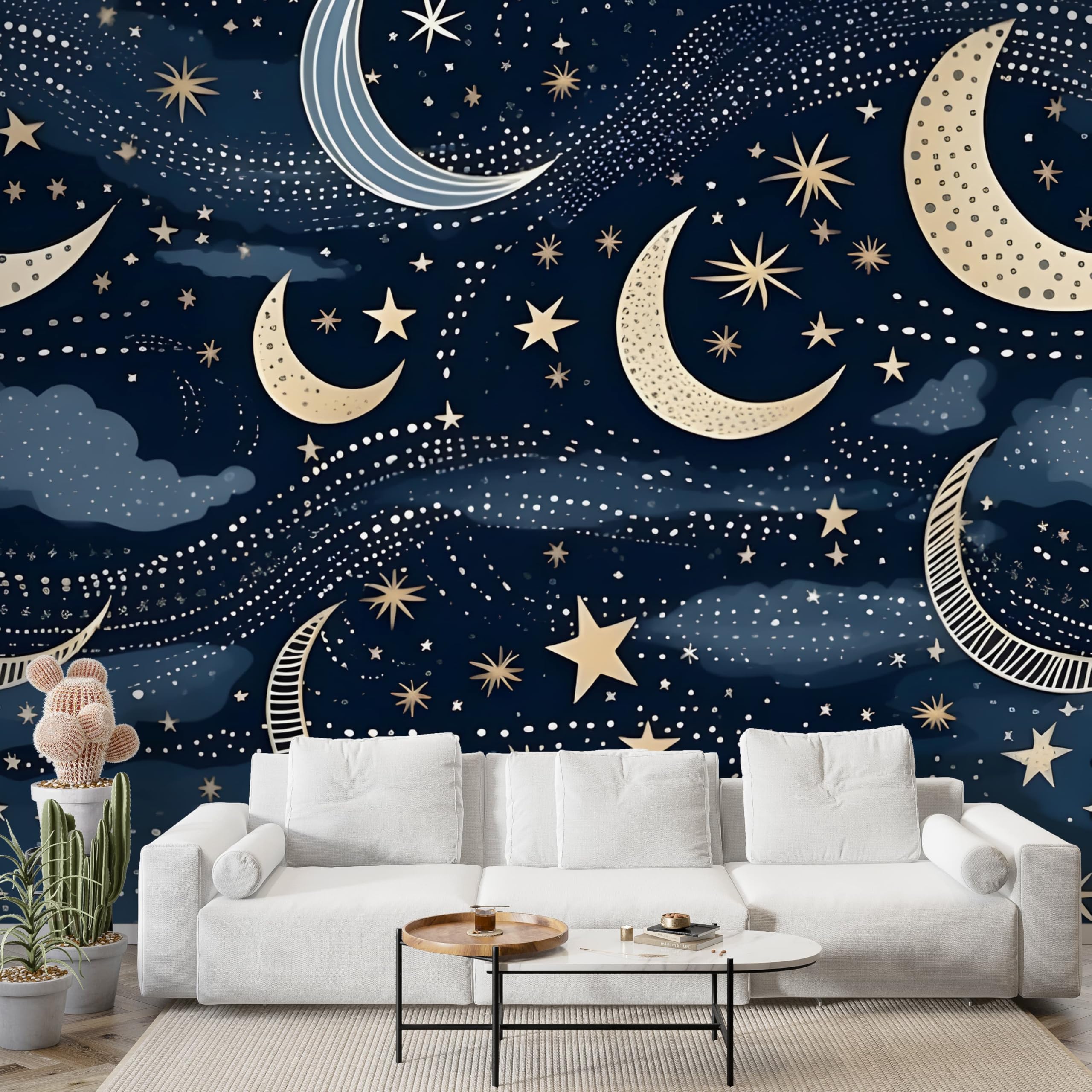 Papier peint panoramique ciel étoilé lune : rénovez sans colle votre mur avec la galaxie
