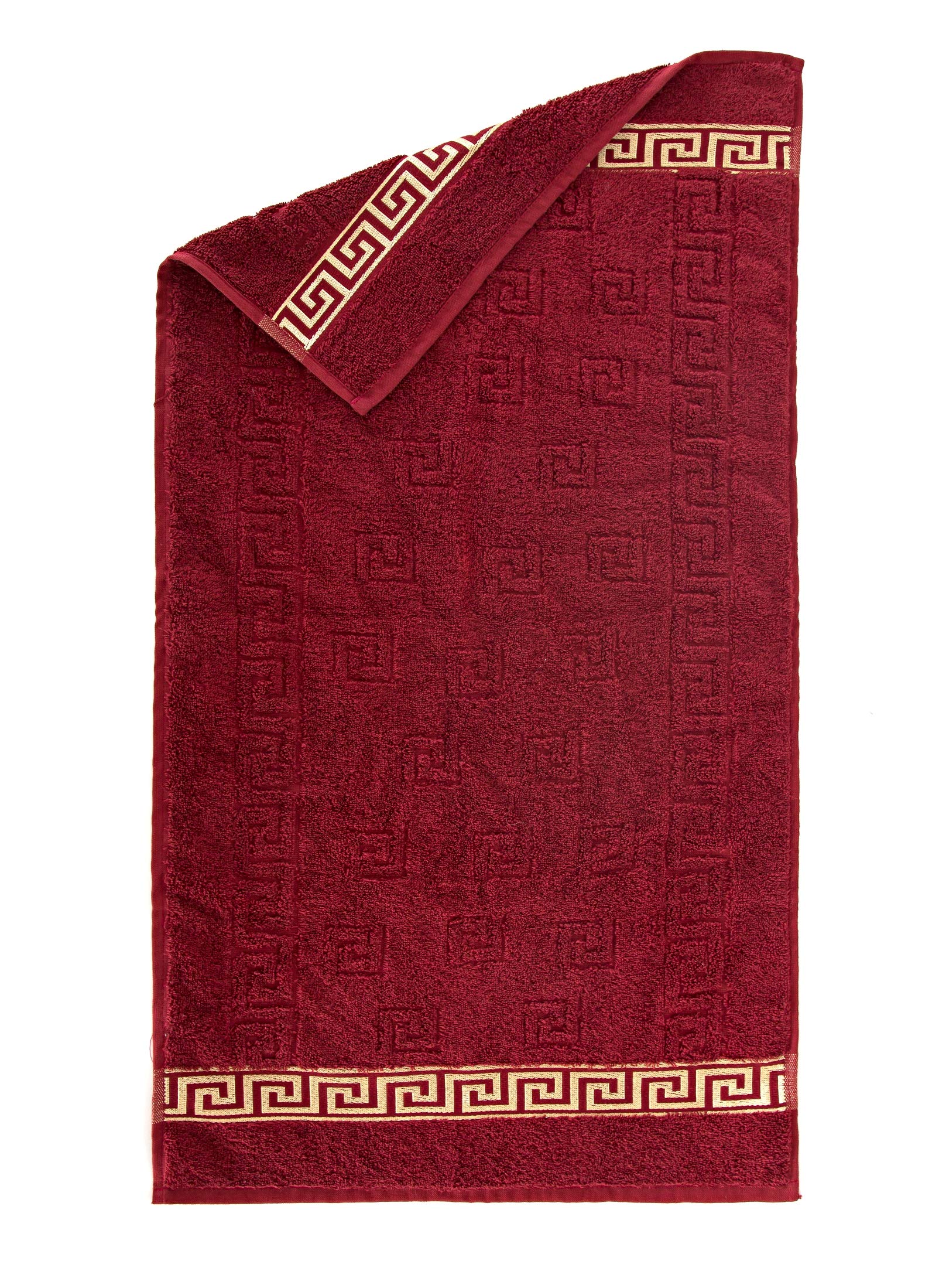 Arle-Living Luxus Medusa Serviette en Coton Jacquard avec Impression Medusa et Bordure dorée 100% Coton Bordeaux en Lot de 4 50x90 cm