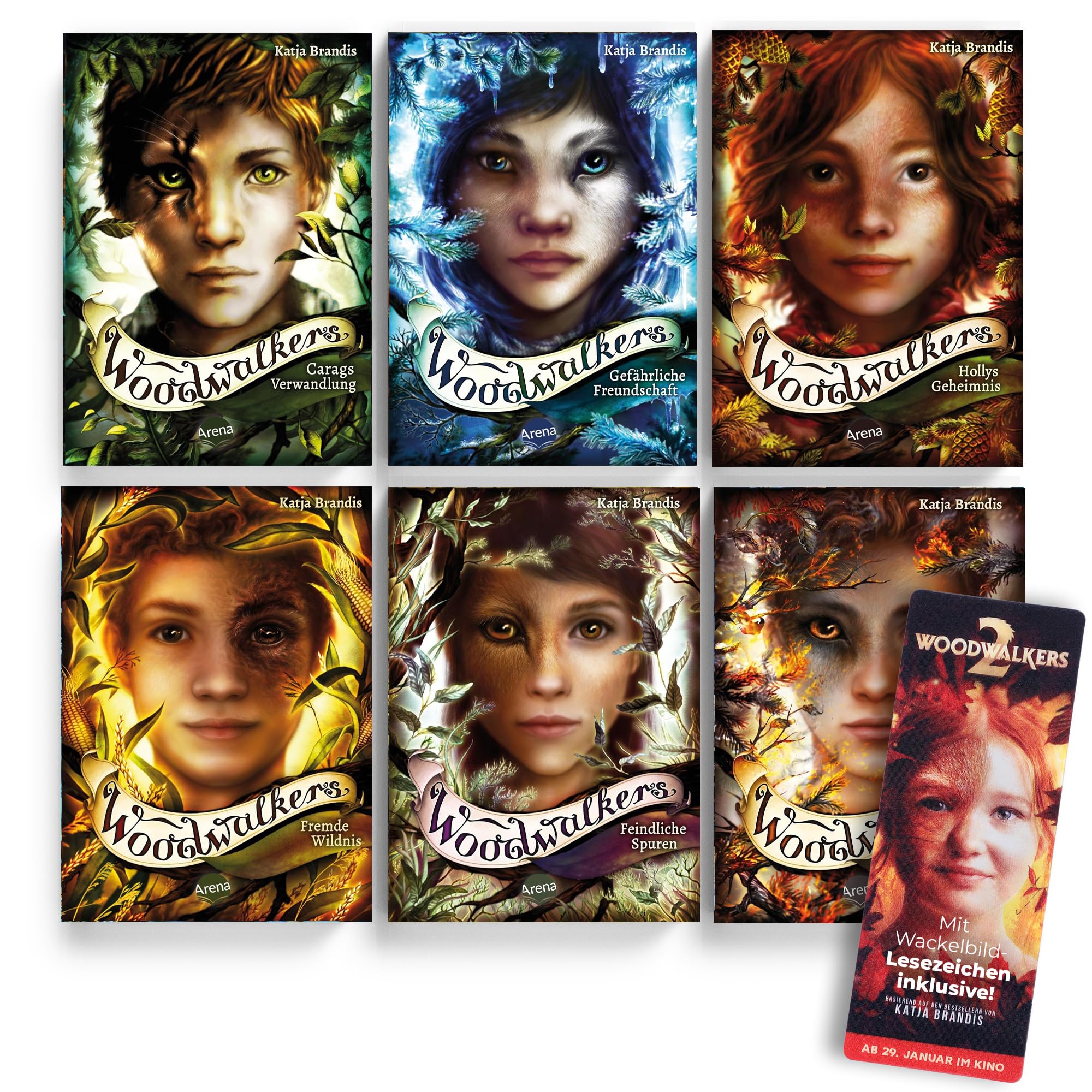 Woodwalkers Bücher Set Band 1–6 von Katja Brandis – Die komplette erste Staffel der Bestseller-Reihe | Carags Verwandlung bis Tag der Rache | inkl. exklusivem Woodwalkers 2 Film Wackel-Lesezeichen