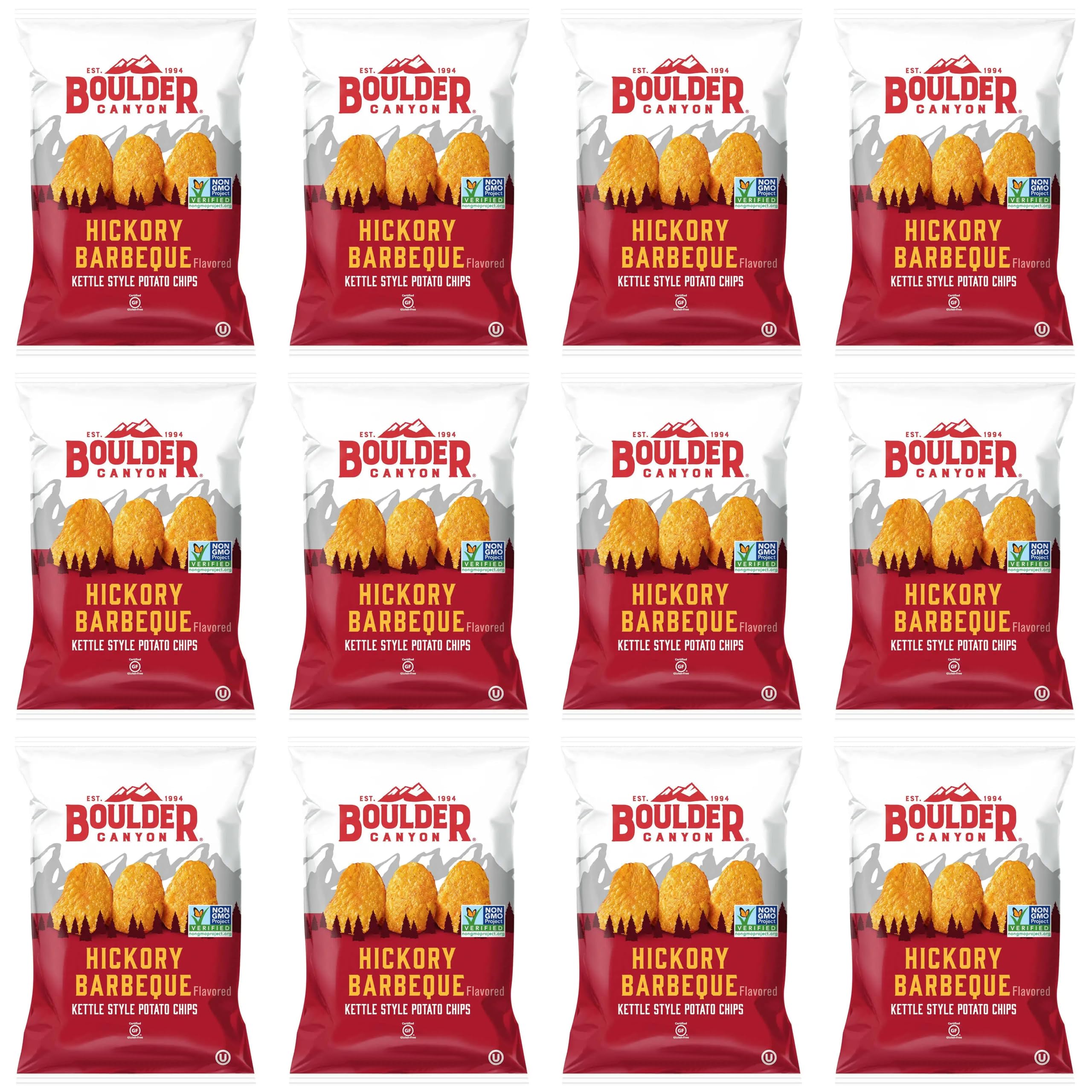 incomplete boulder canyon |hickory barbeque | kettle style potato chips| 1.5 ounce | pack of 12 bundled by superdeals with mystery bonus gift