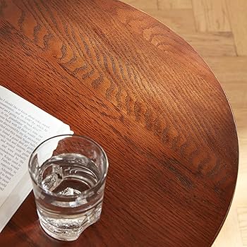 MU RONG サイドテーブル ブラウン 直径60cm 高さ60cm Amazon｜MU RONG サイドテーブル 丸 テーブル アメリカオーク