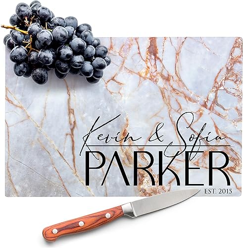 Letreros de cocina personalizados para parejas, 12 patrones de mármol, 8 x 10 pulgadas, tabla de cortar de vidrio personalizada, regalos de boda
