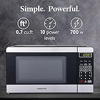 Vista 2 de Farberware 0.7 Cu. Ft. Countertop Microwave Oven – 700 Watts Power, Auto Cook Settings, Defrost, Easy Clean and Child Safety Lock - Stainless and