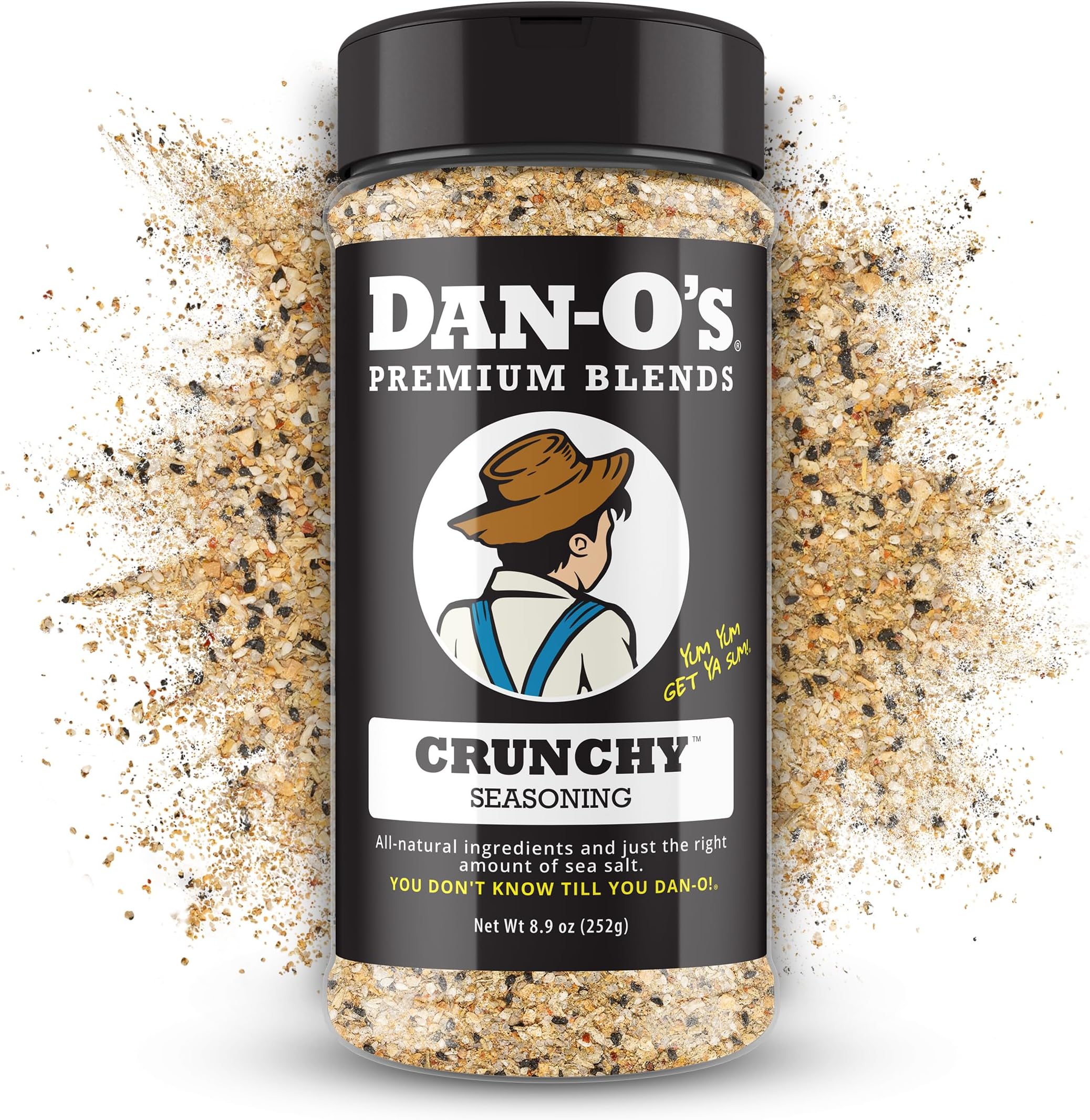 Dan-O's Crunchy Seasoning, 8.9 oz Bottle, Everything Seasoning for Fish, Eggs, Salads, Veggies and More, Sugar Free, Zero Calorie, Use this Spice Blend for Everything from Breakfast to Dinner