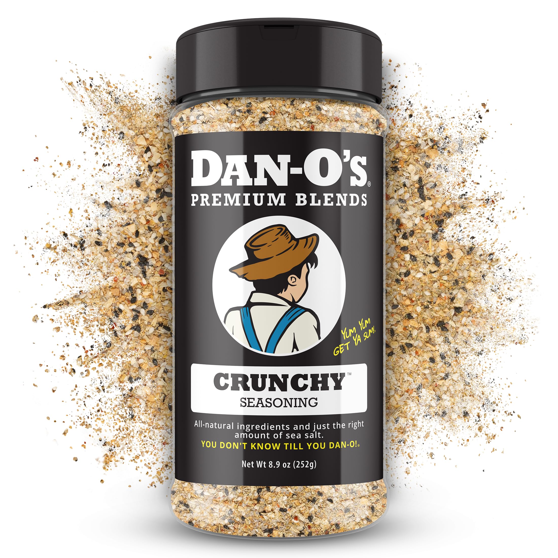 Dan-O's Crunchy Seasoning, 8.9 oz Bottle, Everything Seasoning for Fish, Eggs, Salads, Veggies and More, Sugar Free, Zero Calorie, Use this Spice Blend for Everything from Breakfast to Dinner