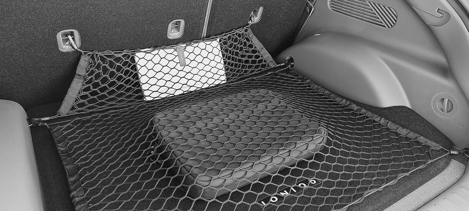 Envelope + Floor Style Elastic Trunk Mesh Cargo Net for Hyundai Ioniq 5 2022-2026 - Premium Trunk Organizer and Storage - Luggage Net for Crossover - Best Car Organizer for Hyundai Ioniq 5