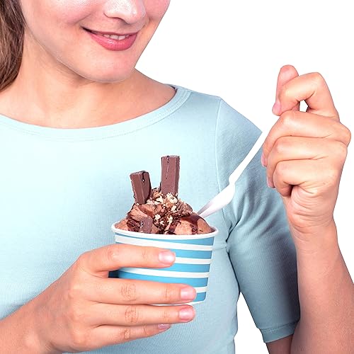 Miniatura 5 de TYPTOP Vasos de papel para helado de alta calidad, paquete de 50 vasos desechables de postre de 5.5 onzas para bebidas calientes y frías, 5.5 onzas